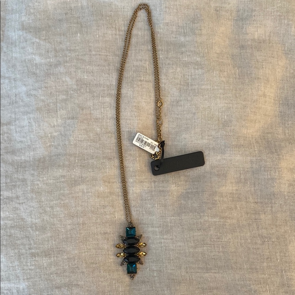 J. Crew Teal Black and Gold Necklace